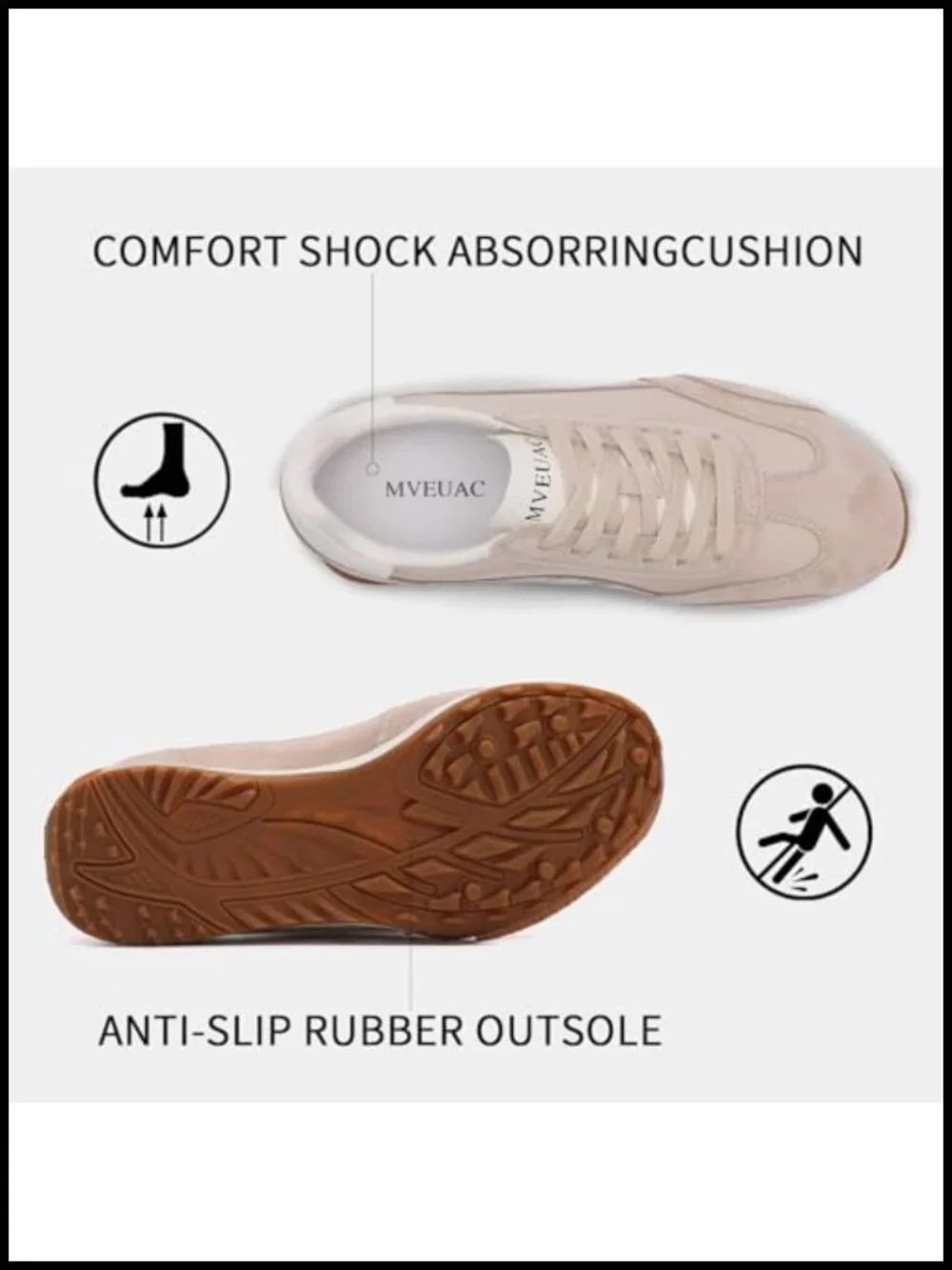 Retro Lace-Up Fashion Sneakers with Suede Leather Patchwork, Non-Slip Gum Sole
